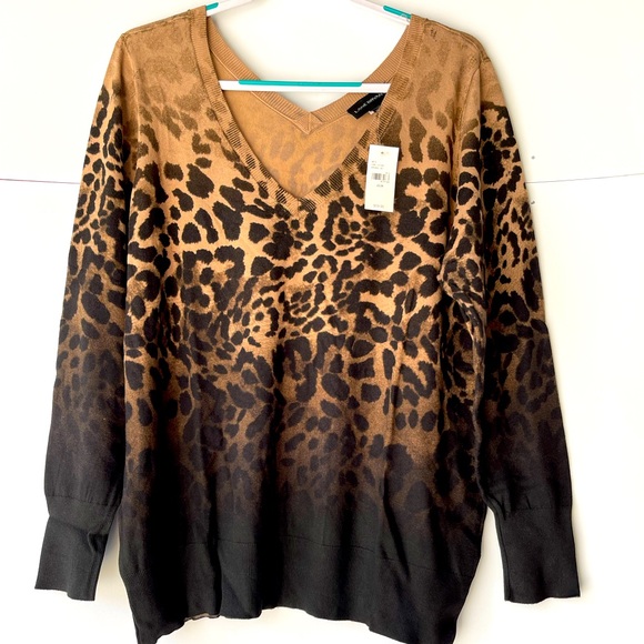 NWT! ($60) Lane Bryant Women's Plus Size Sweater Leopard Ombre Lightweight 22/24 - Picture 1 of 13